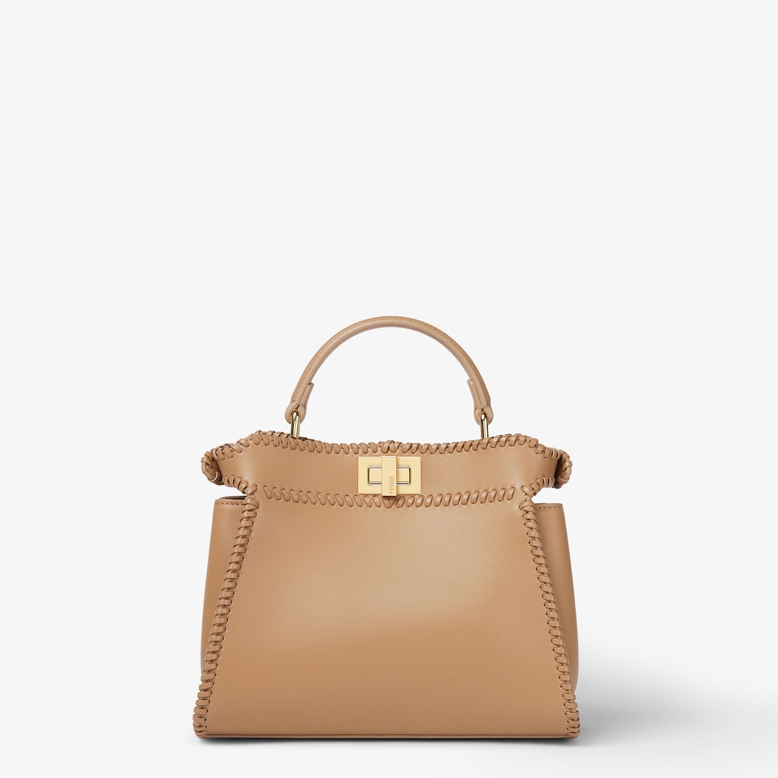 FENDI Peekaboo Mini Cappuccino brown leather bag with threading - Image 3
